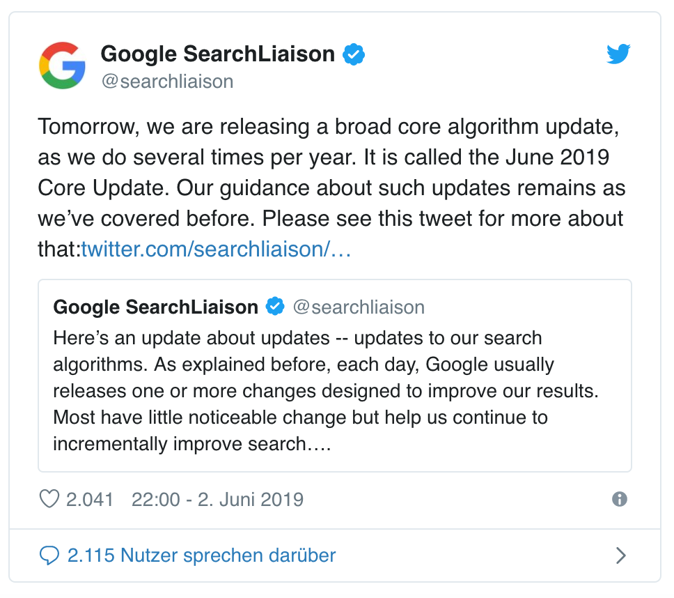 Google Core Update Juni 2019